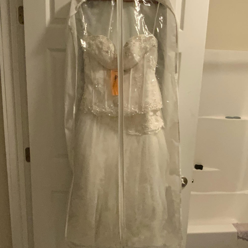 This is a one of a kind size 14 four piece wedding dress made by Milano . I